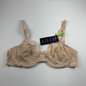 Bali Women's Lace Desire Comfort-U Strap Plunge Underwire Bra Beige Size 36B NWT